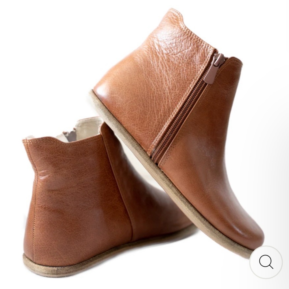 Brown Ankle Boots Rosa Zipper boots barefoot shoes by Anya top grain leather